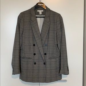 H&M Plaid Double Breasted Blazer